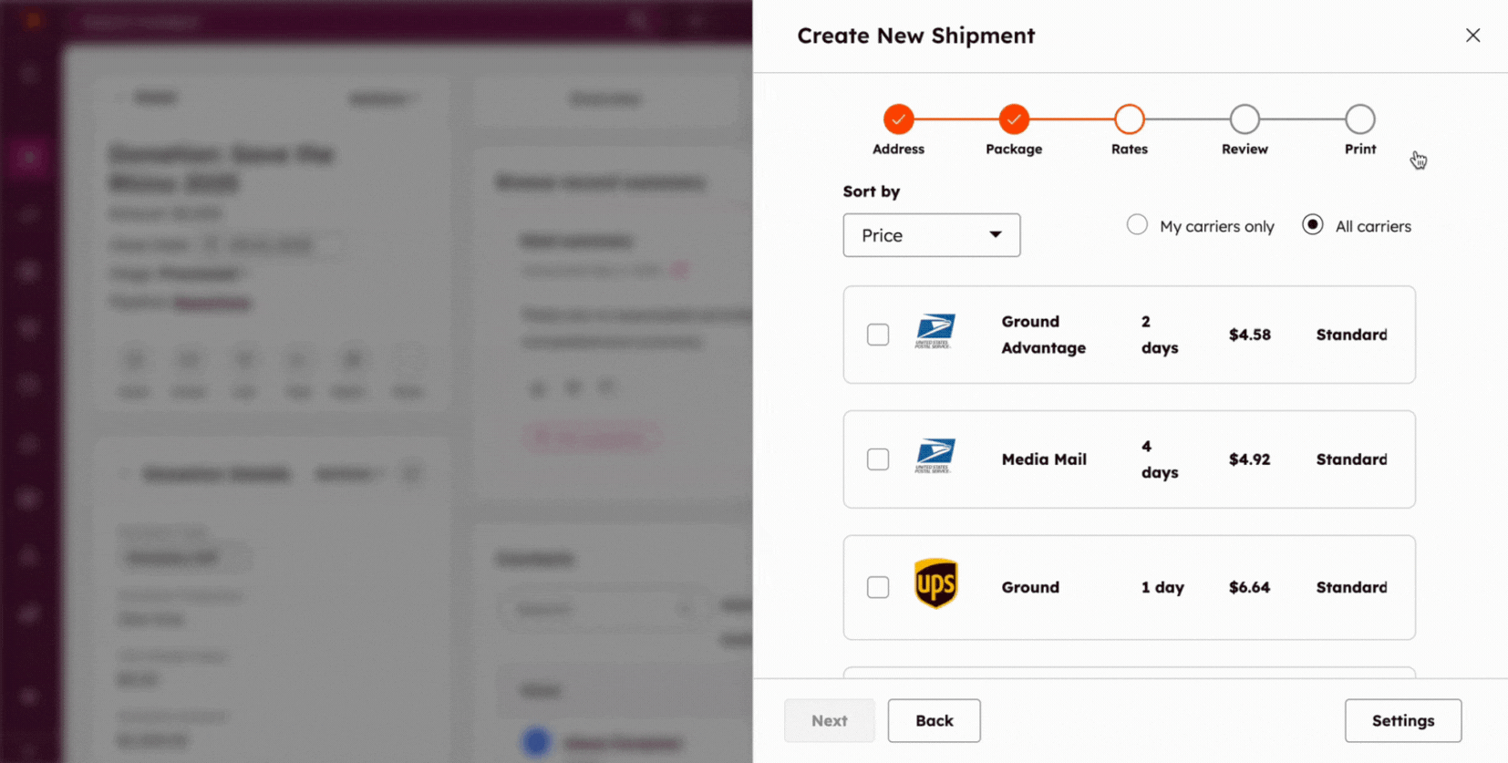 Shippy Sort by Custom Carrier